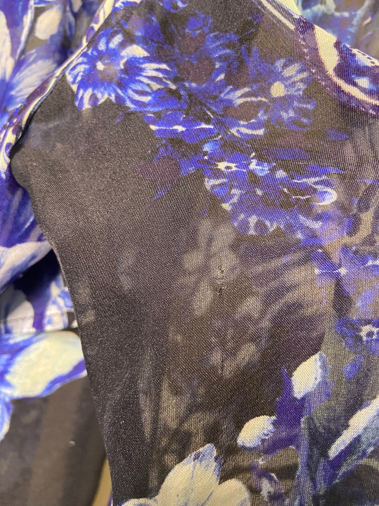 Camilla Floral Cutwork Lace Collar Long Sleeve Silk Shirtdress size L