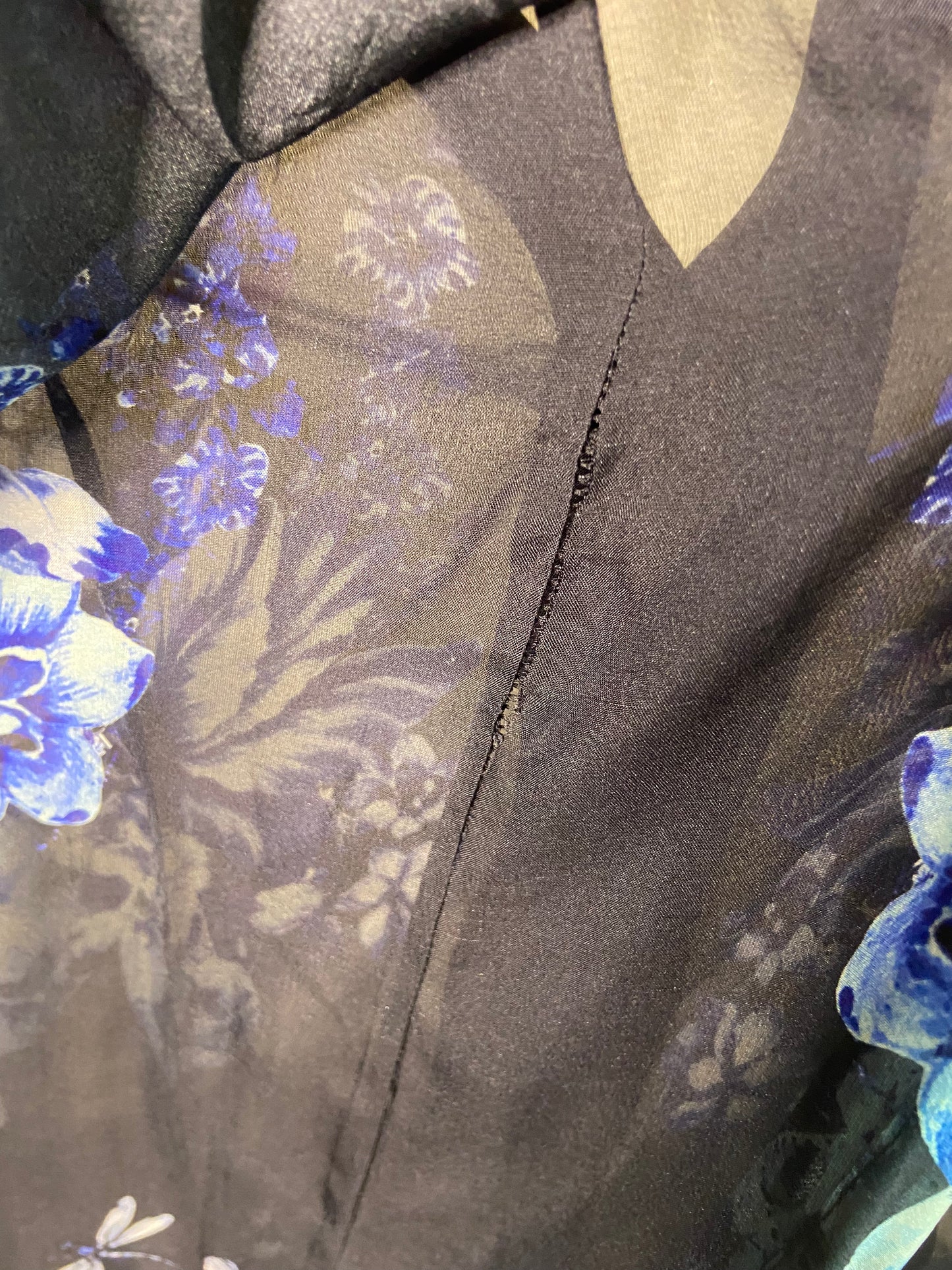 Camilla Floral Cutwork Lace Collar Long Sleeve Silk Shirtdress size L