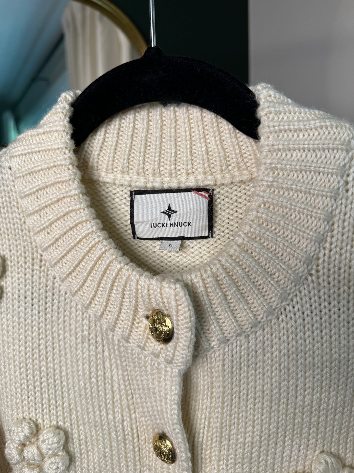 Tuckernuck Cream Camellia Cardigan size L