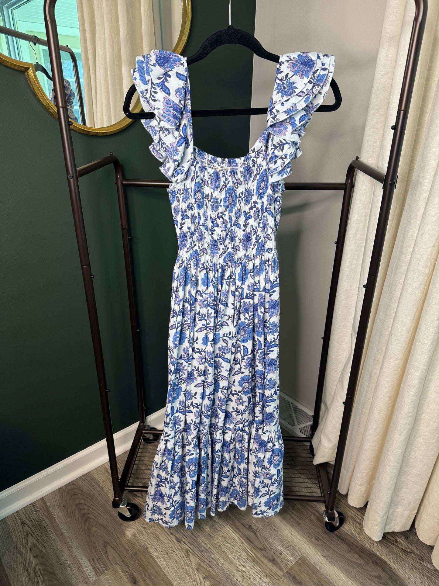 Mille  Olympia Smocked Midi Dress size XS
