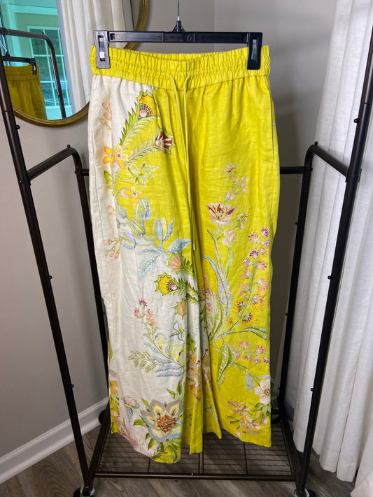 Alemais Ira Floral-print Linen Wide Leg Pants size US 4