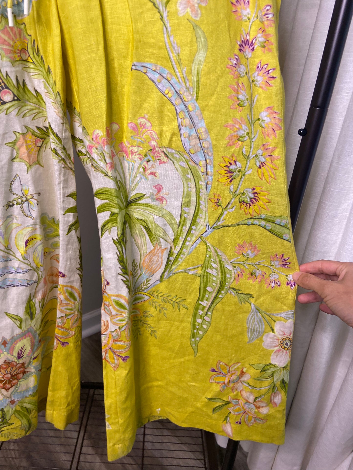 Alemais Ira Floral-print Linen Wide Leg Pants size US 4