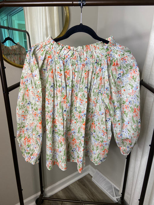 The Great The Prim Floral Off-The-Shoulder Top size 1 S
