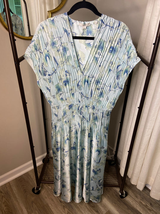 Vince Floral Crushed Cap Sleeve V-Neck Dress size M