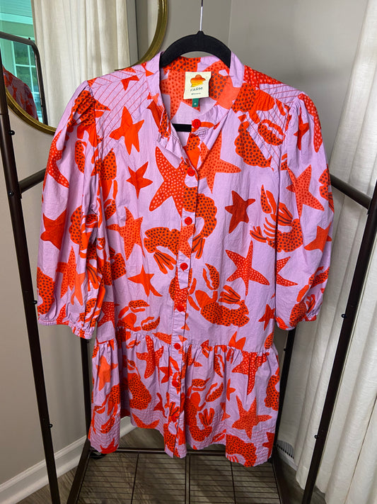 Farm Rio Lobster Sky Mini Dress size M