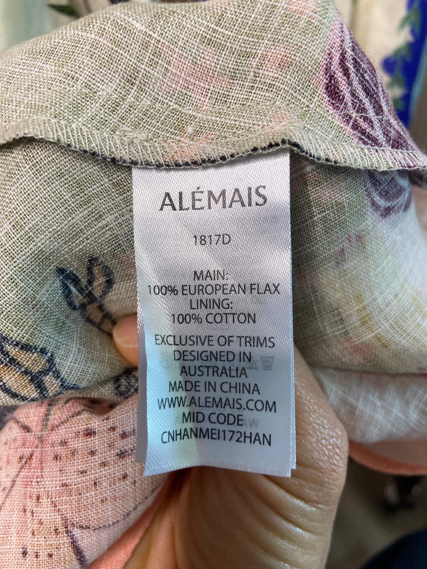 Alemais Evergreen Floral Linen Midi Sundress size US 2