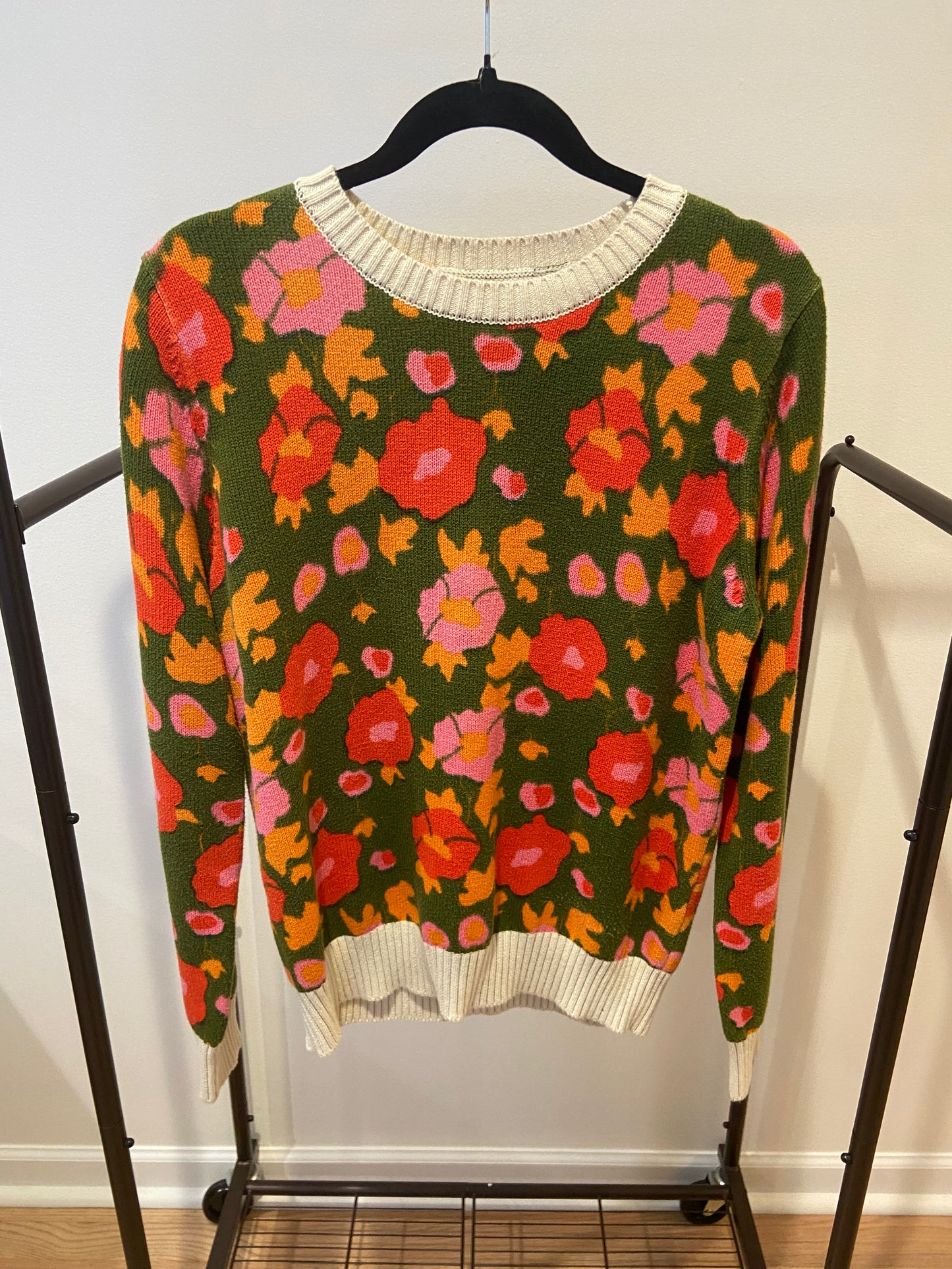Trovata Birds of Paradis Barbara Sweater in Papaya Bloom size M
