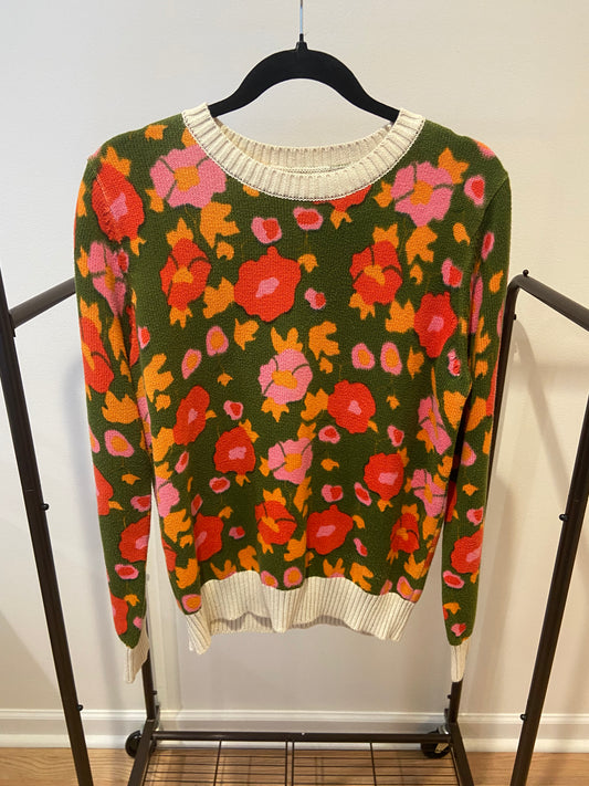 Trovata Birds of Paradis Barbara Sweater in Papaya Bloom size M