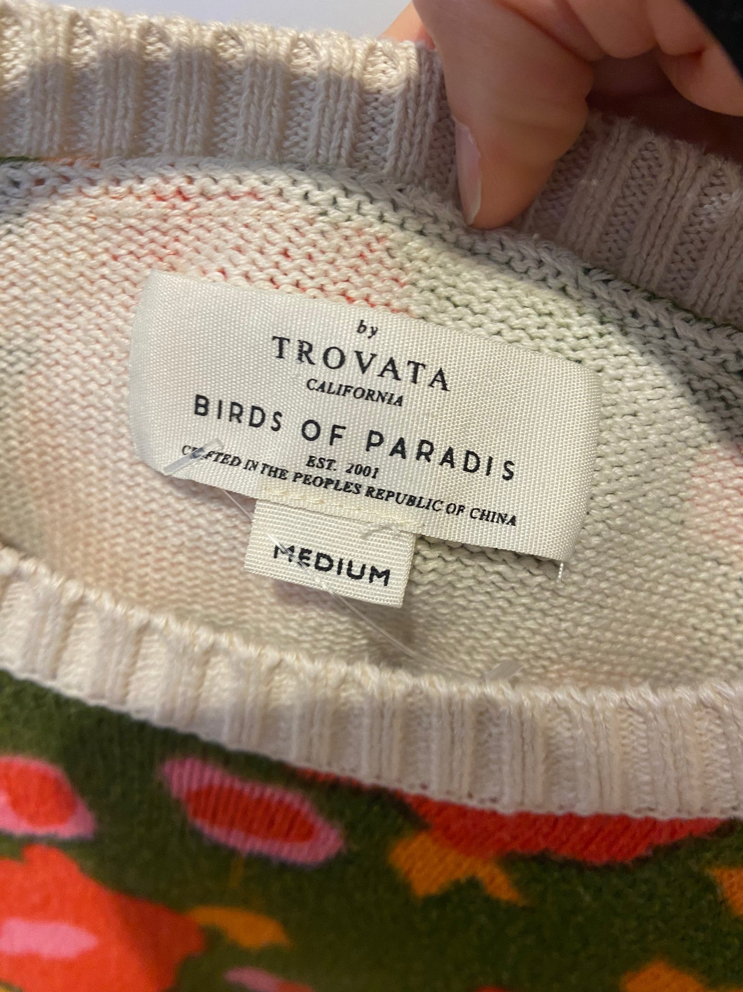 Trovata Birds of Paradis Barbara Sweater in Papaya Bloom size M