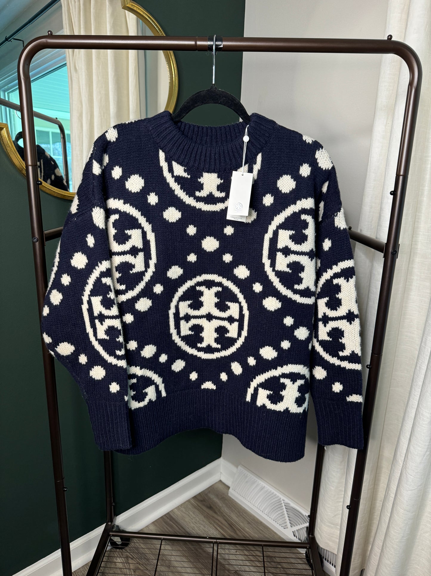 Tory Burch Monogram Sport Sweater size M