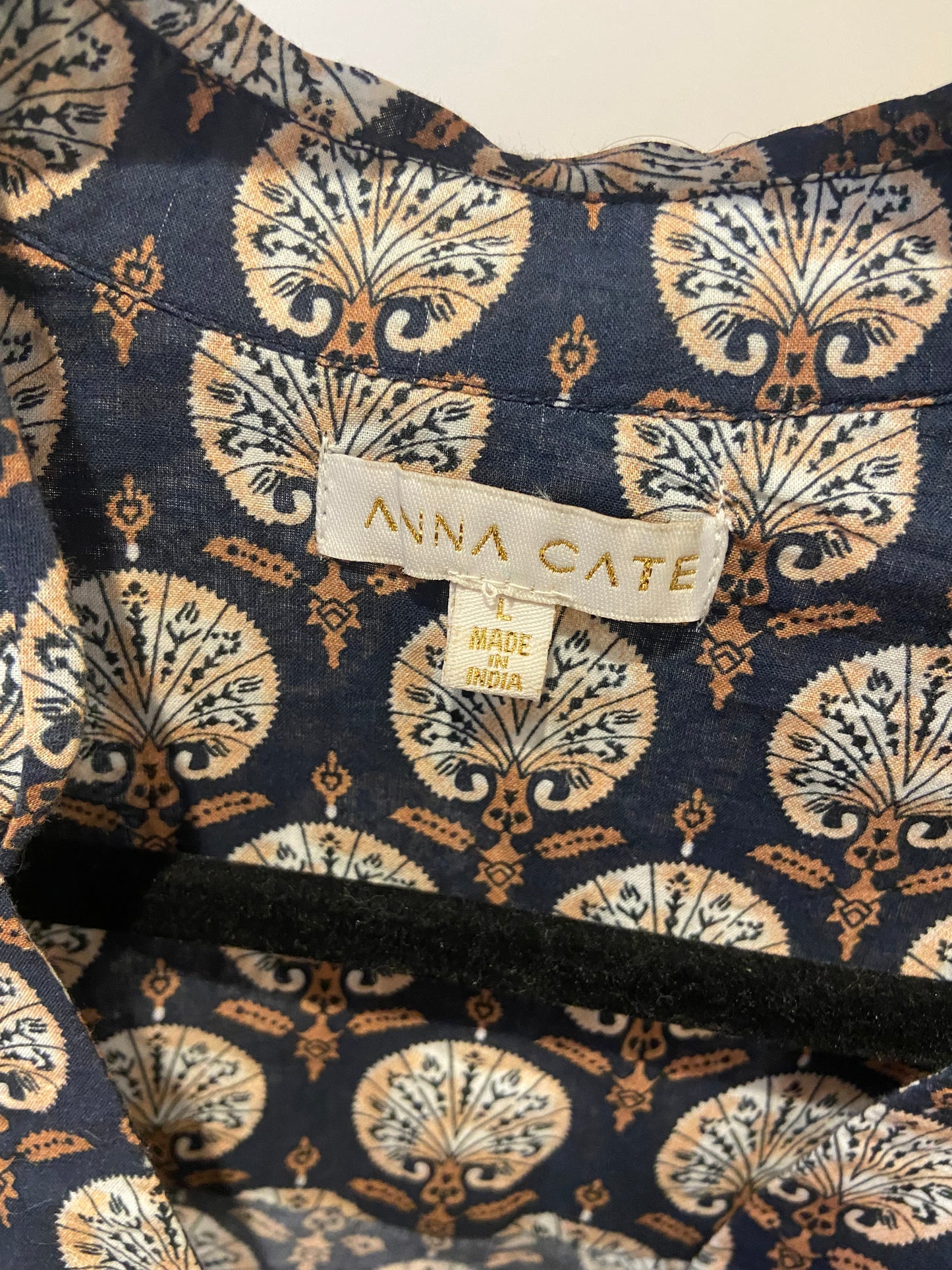 Anna Cate Blue Blockprint Mini Dress size L