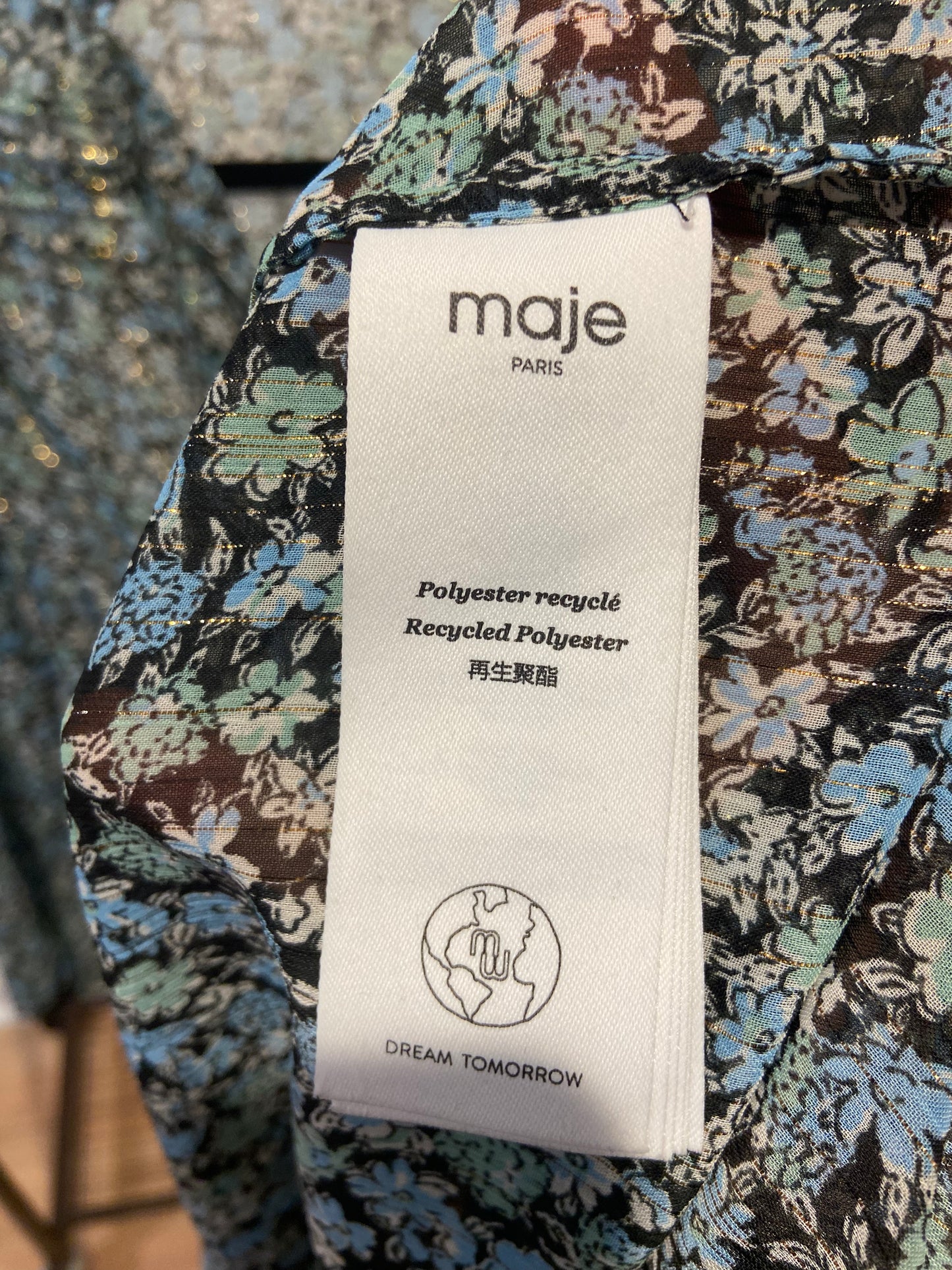 Maje Renaza Floral Print, Recycled Polyester Blend Midi Dress size S