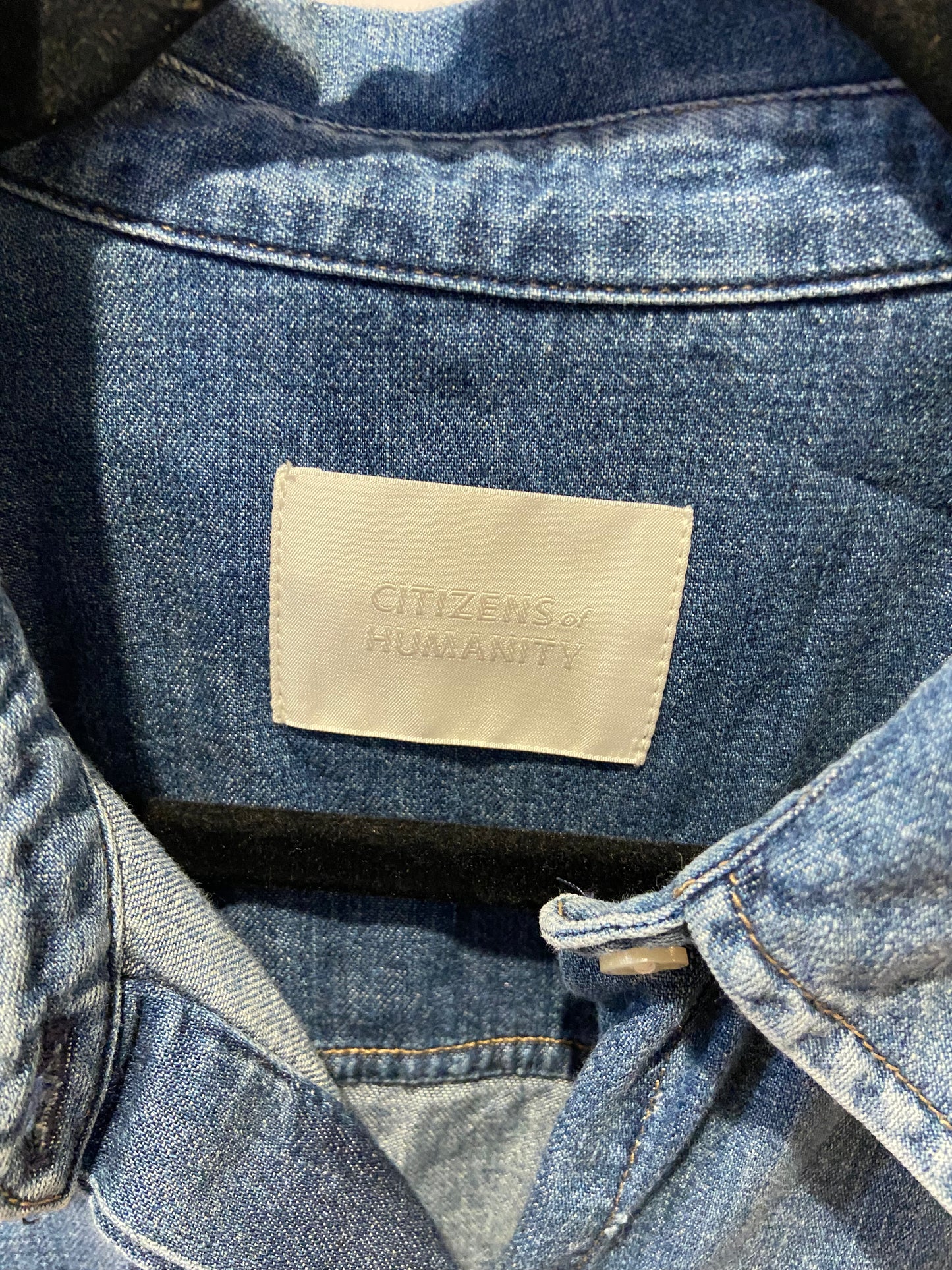 Citizens of Humanity Blue Bea Denim Cropped Shirt size L