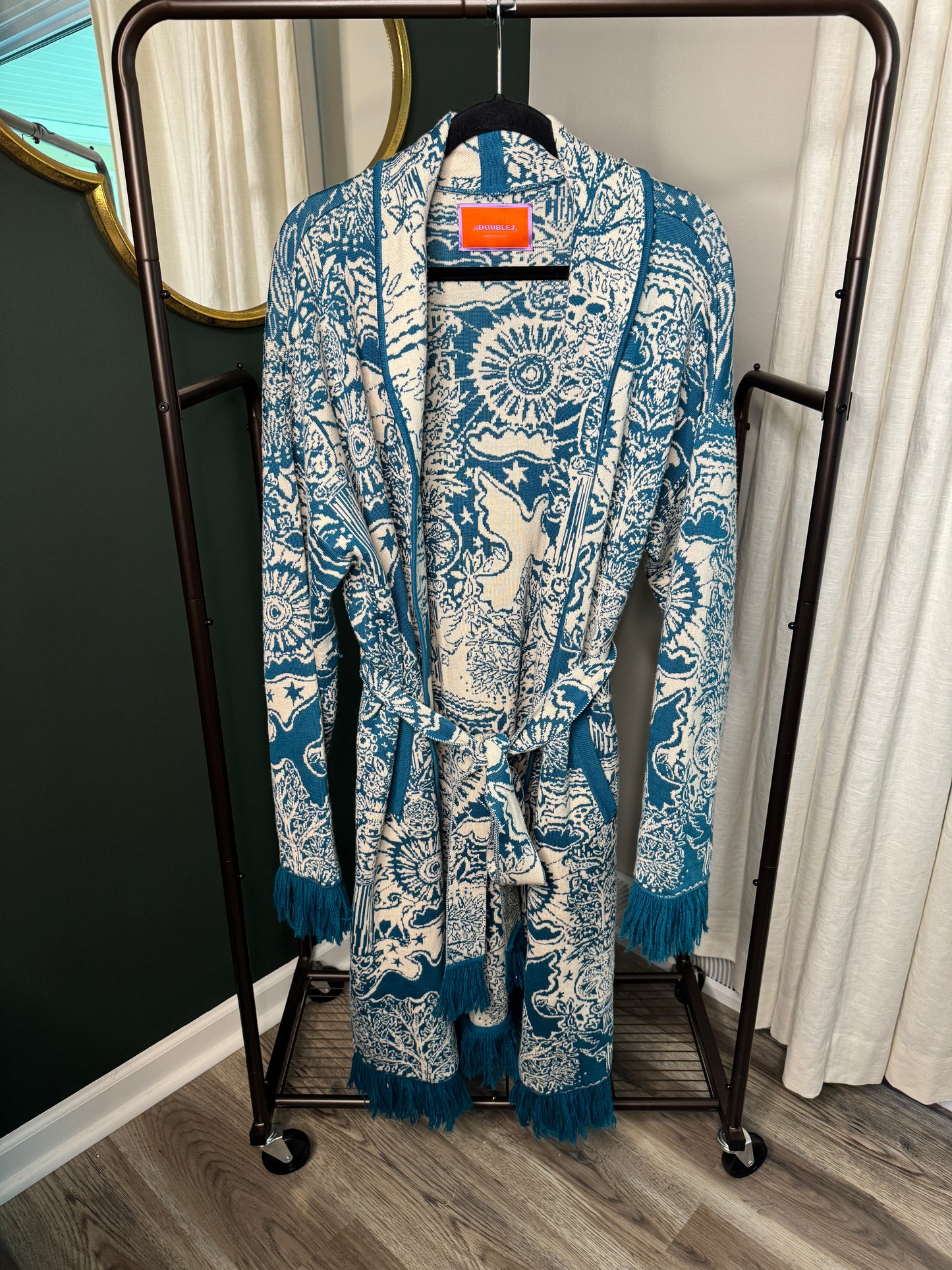 La DOUBLE J Ionic Petrolio Jacquard Boudoir jacket size L