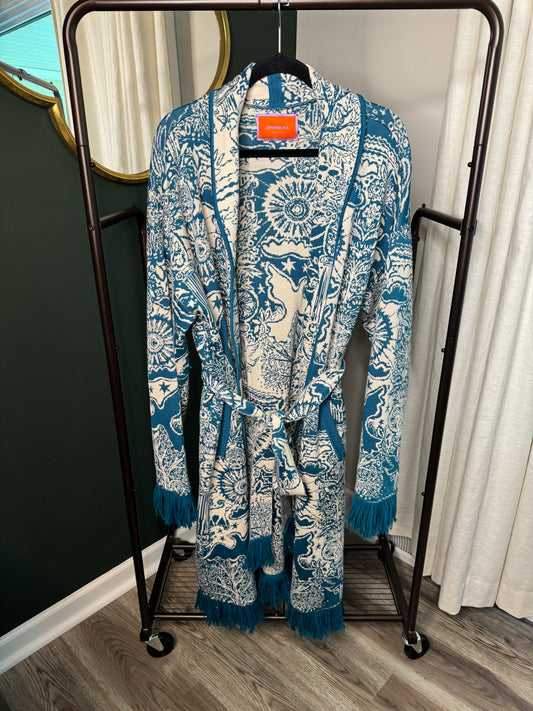 La DOUBLE J Ionic Petrolio Jacquard Boudoir jacket size L
