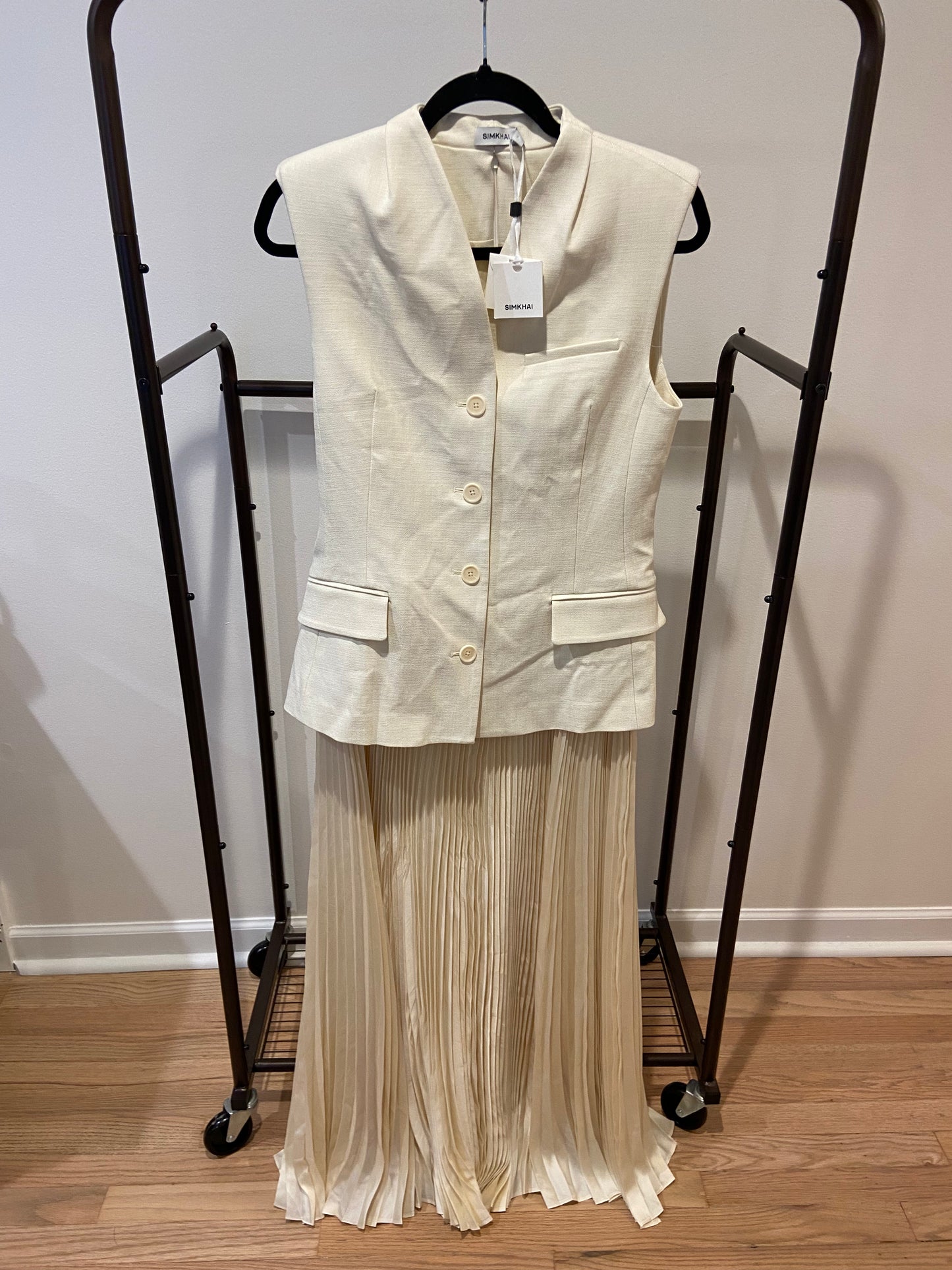Simkhai White Georgina Sleeveless Vest Midi Dress size 6