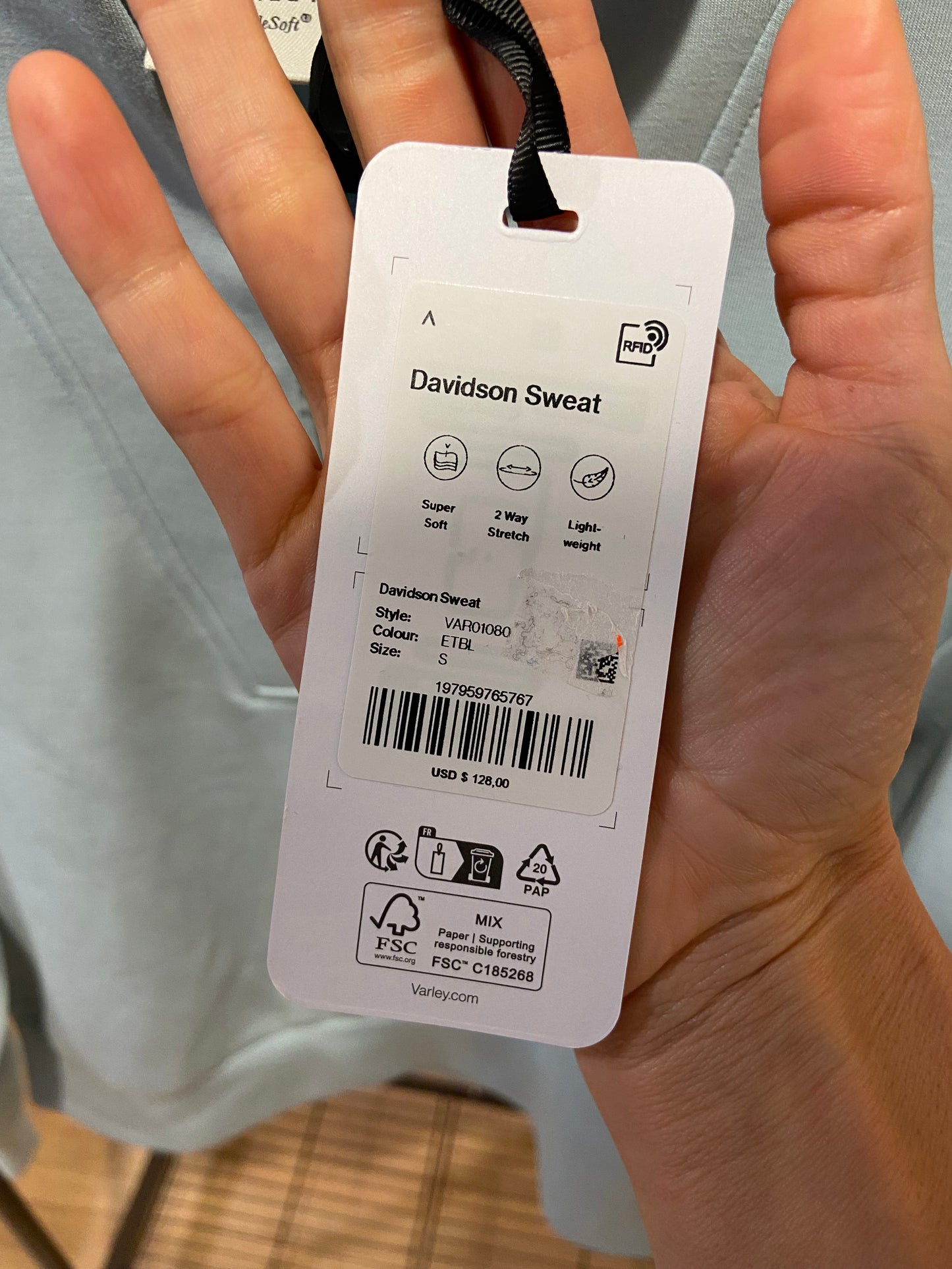 Varley Davidson Ether Blue Sweatshirt size S