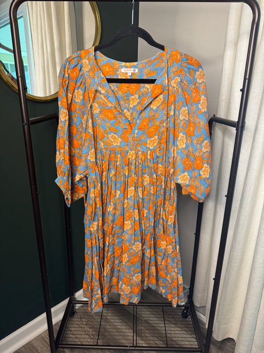 SUNDRY Floral Blouson Sleeve Mini Dress size 0 (XS)