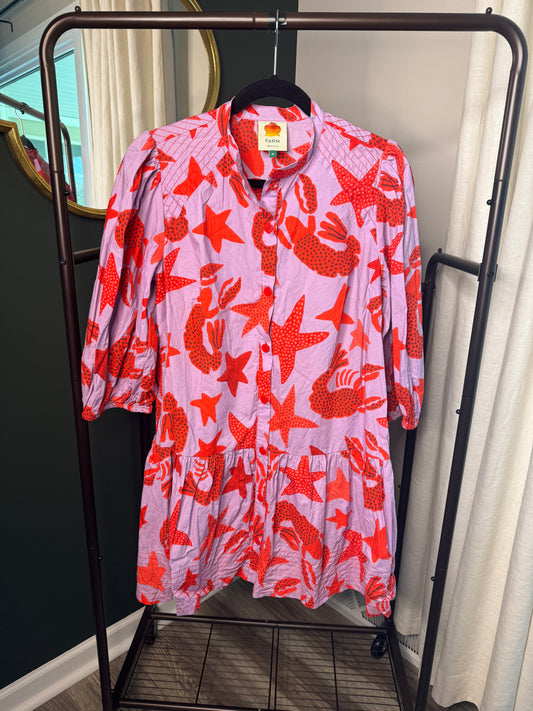 Farm Rio Lobster Sky Mini Dress size M