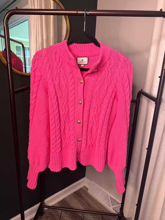 Tuckernuck Hot Pink Colette Cardigan Size M