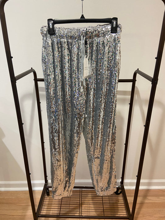 English Factory Sequin Joggers - Silver size S