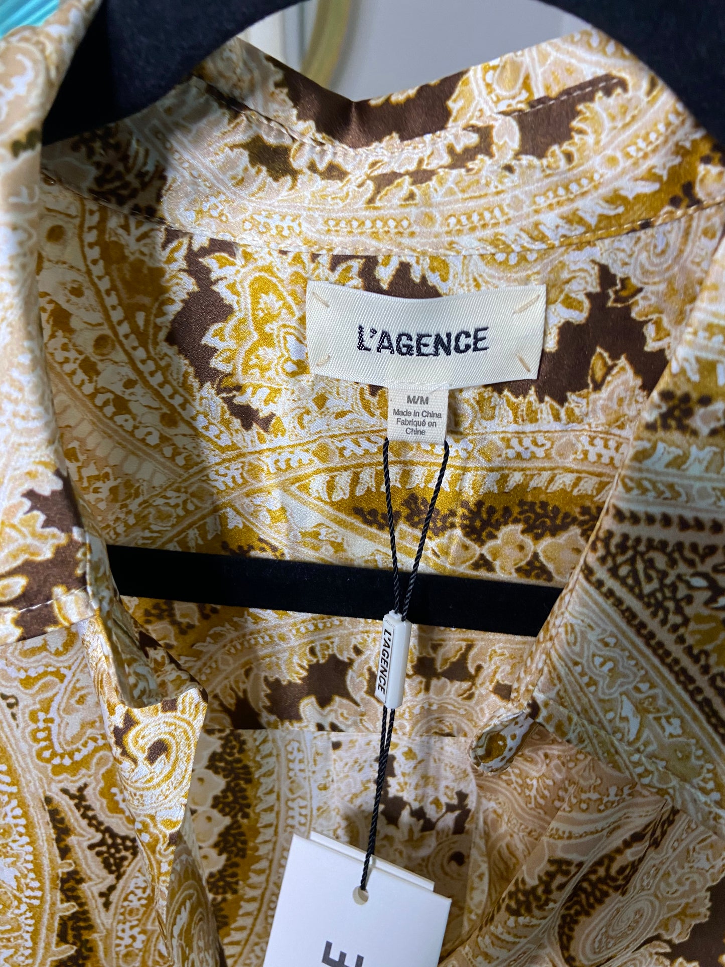 L'Agence Tyler Silk Shirt Ivory Multi Boute Paisley size M