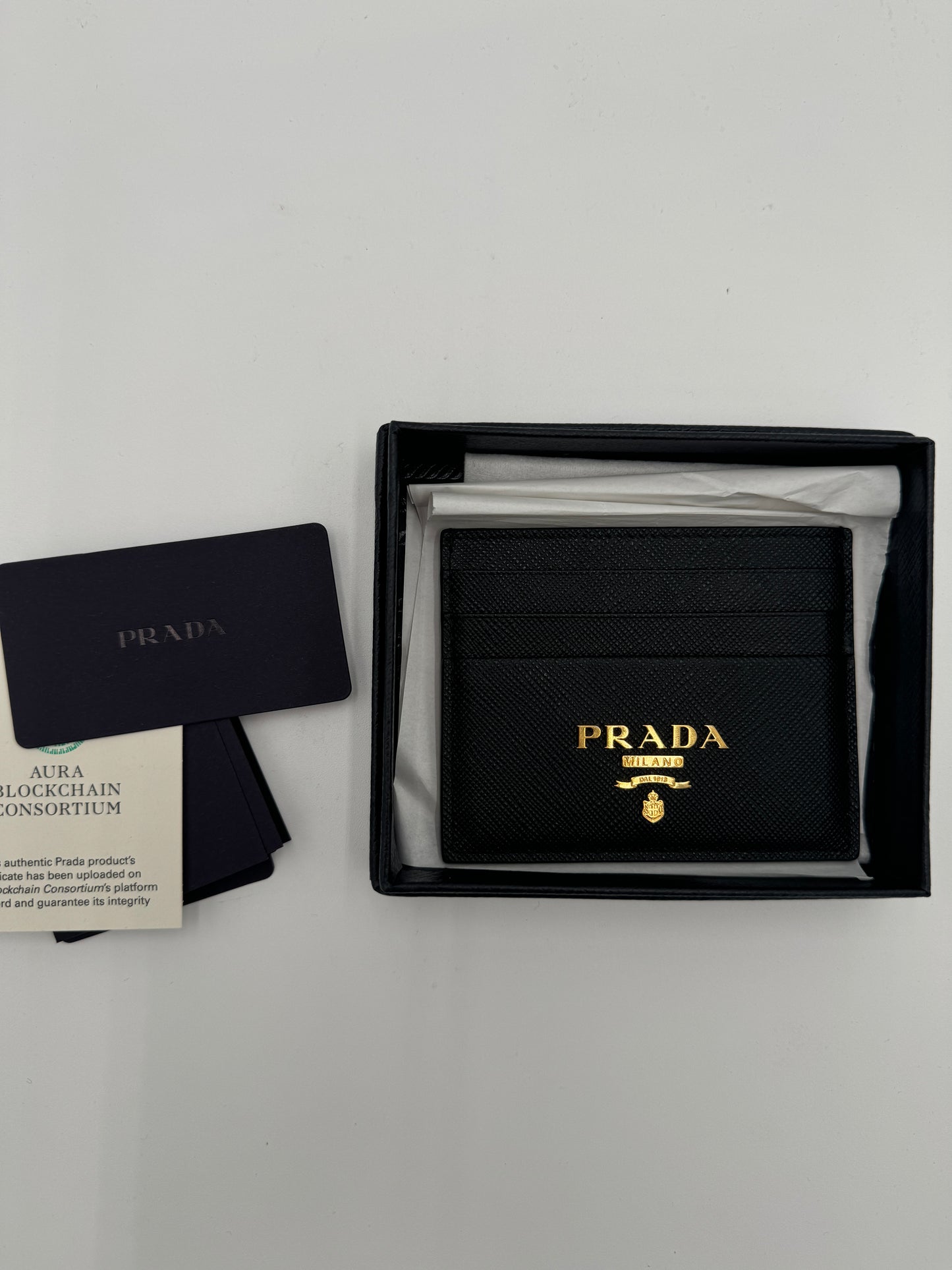 Prada Saffiano Leather and Nylon Card Holder