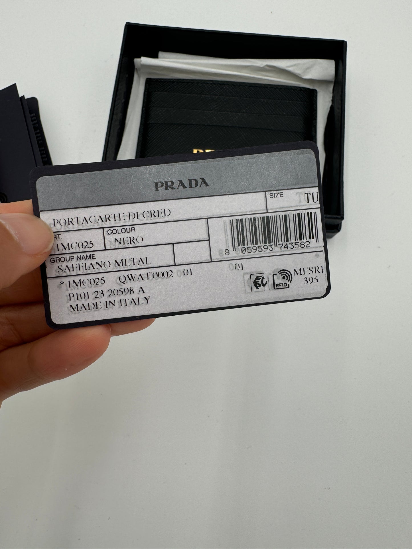 Prada Saffiano Leather and Nylon Card Holder