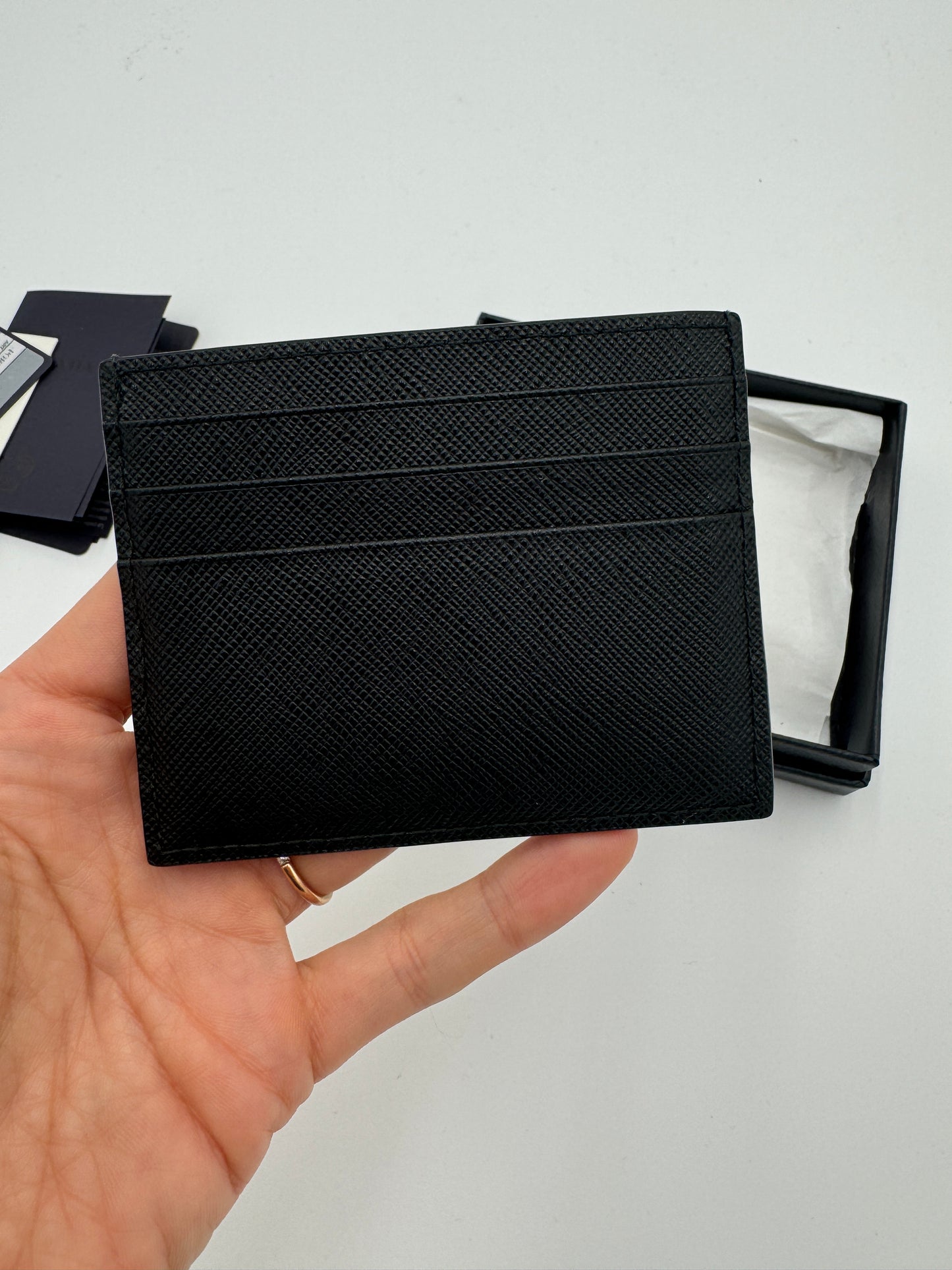 Prada Saffiano Leather and Nylon Card Holder
