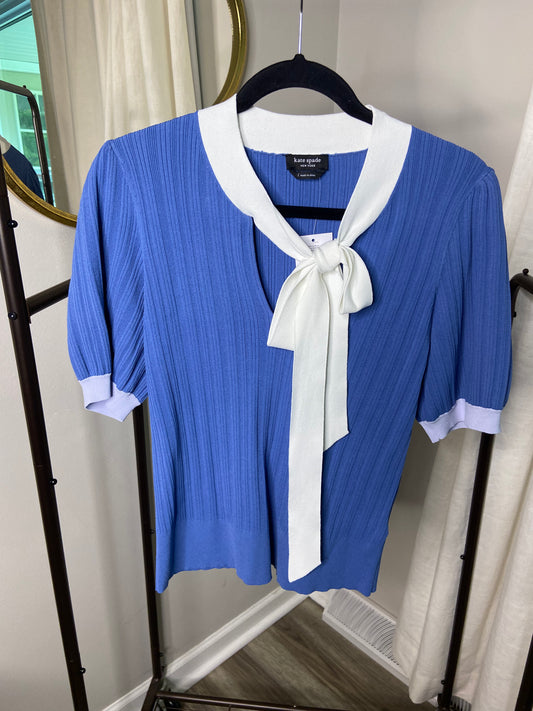 Kate Spade Colorblock Bow-neck Sweater Top size L