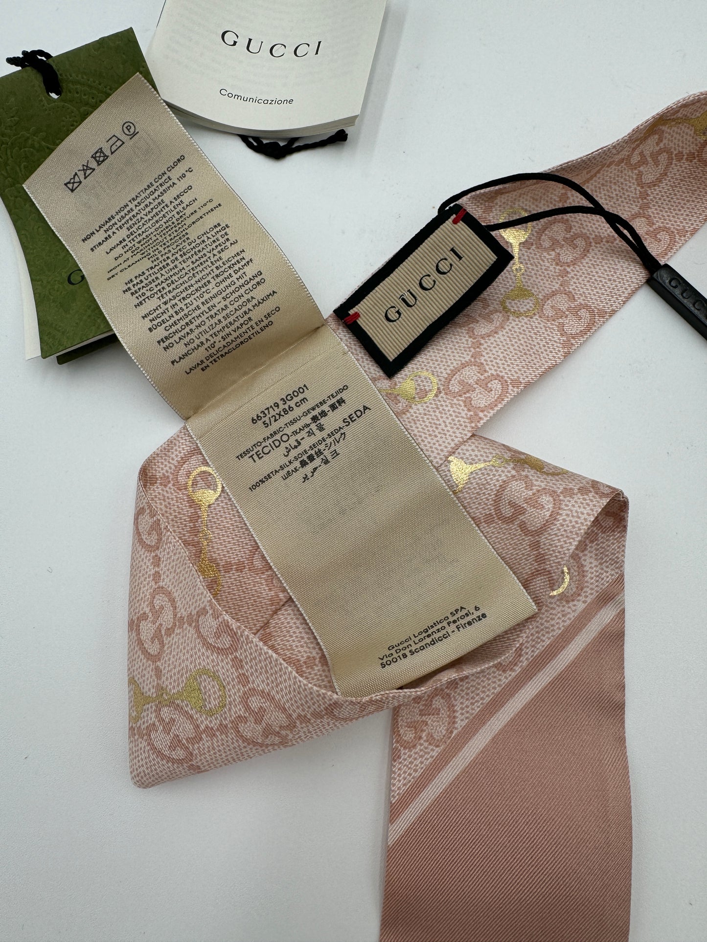 Gucci Silk Gold Horsebit Twilly