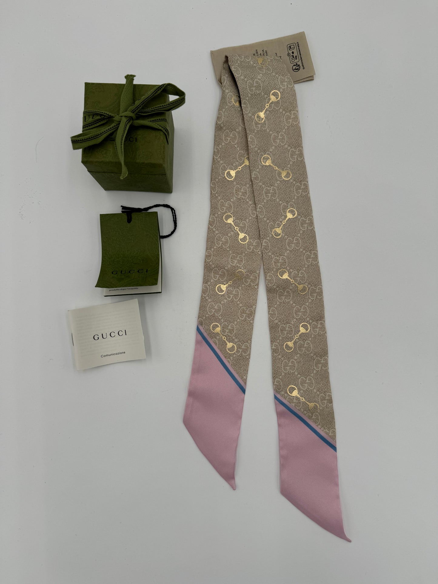 Gucci Silk Gold Horsebit Twilly