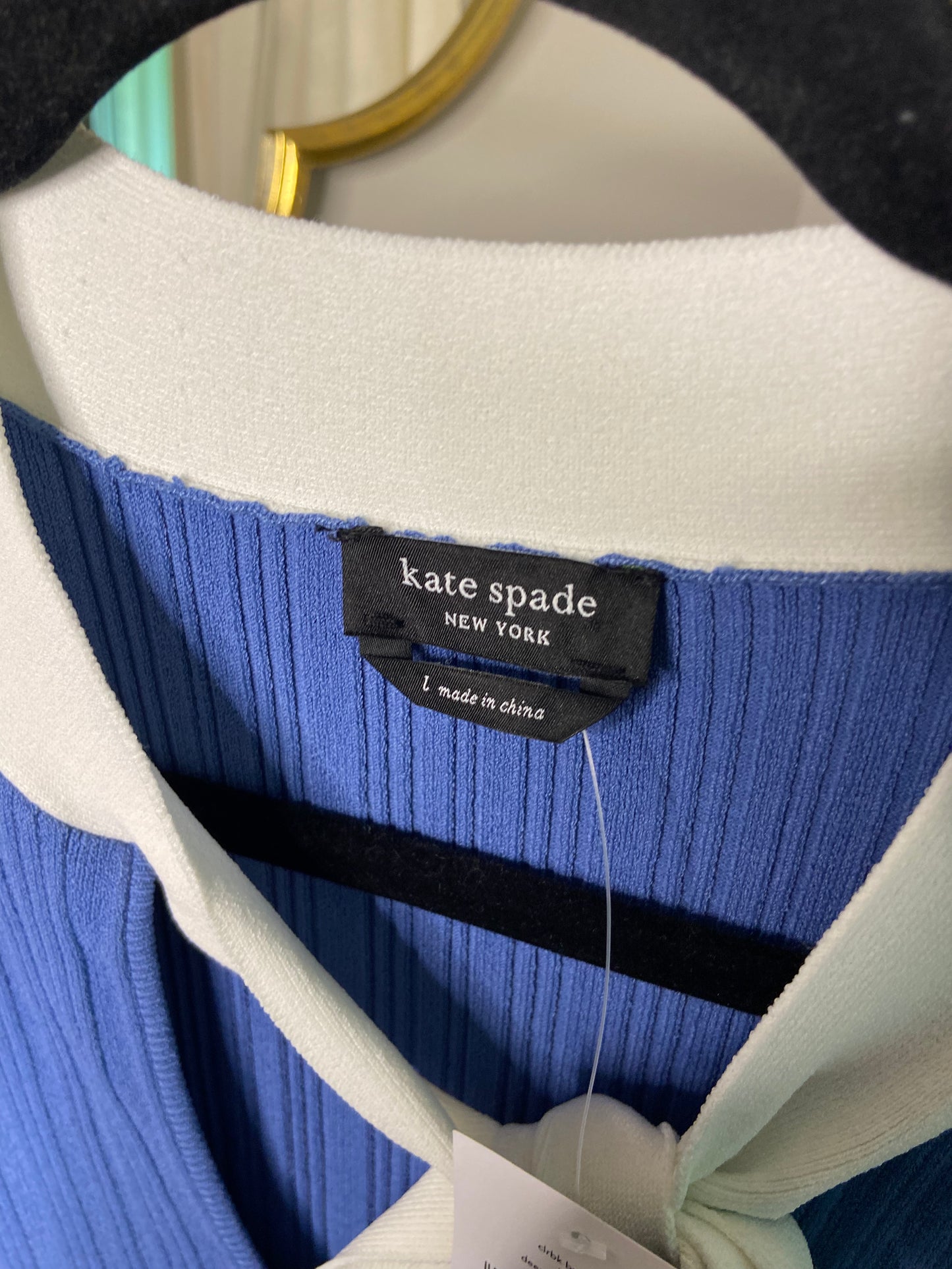 Kate Spade Colorblock Bow-neck Sweater Top size L