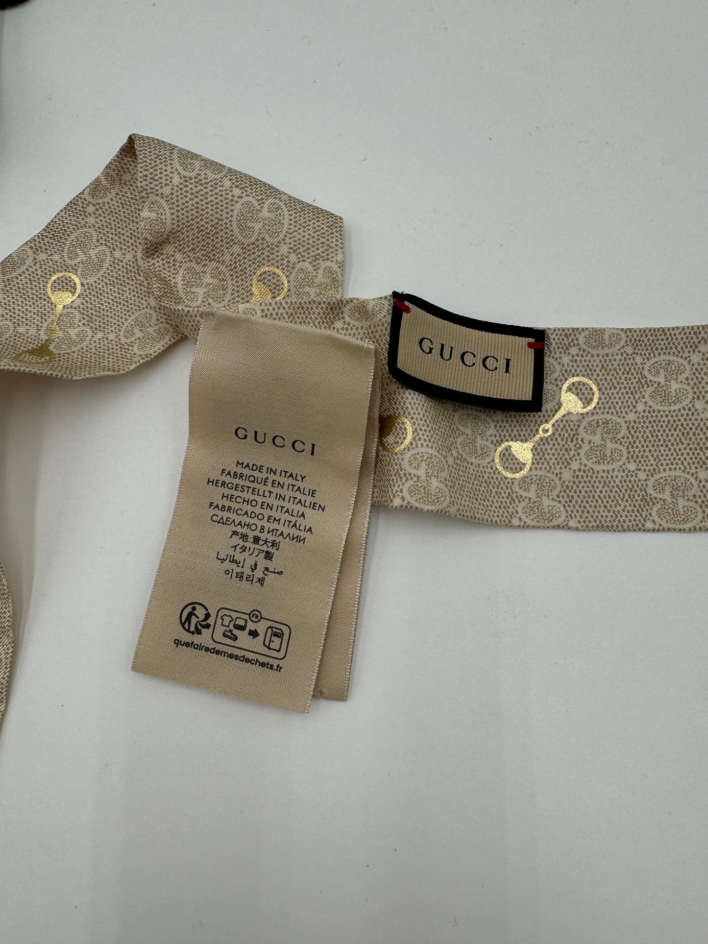 Gucci Silk Gold Horsebit Twilly