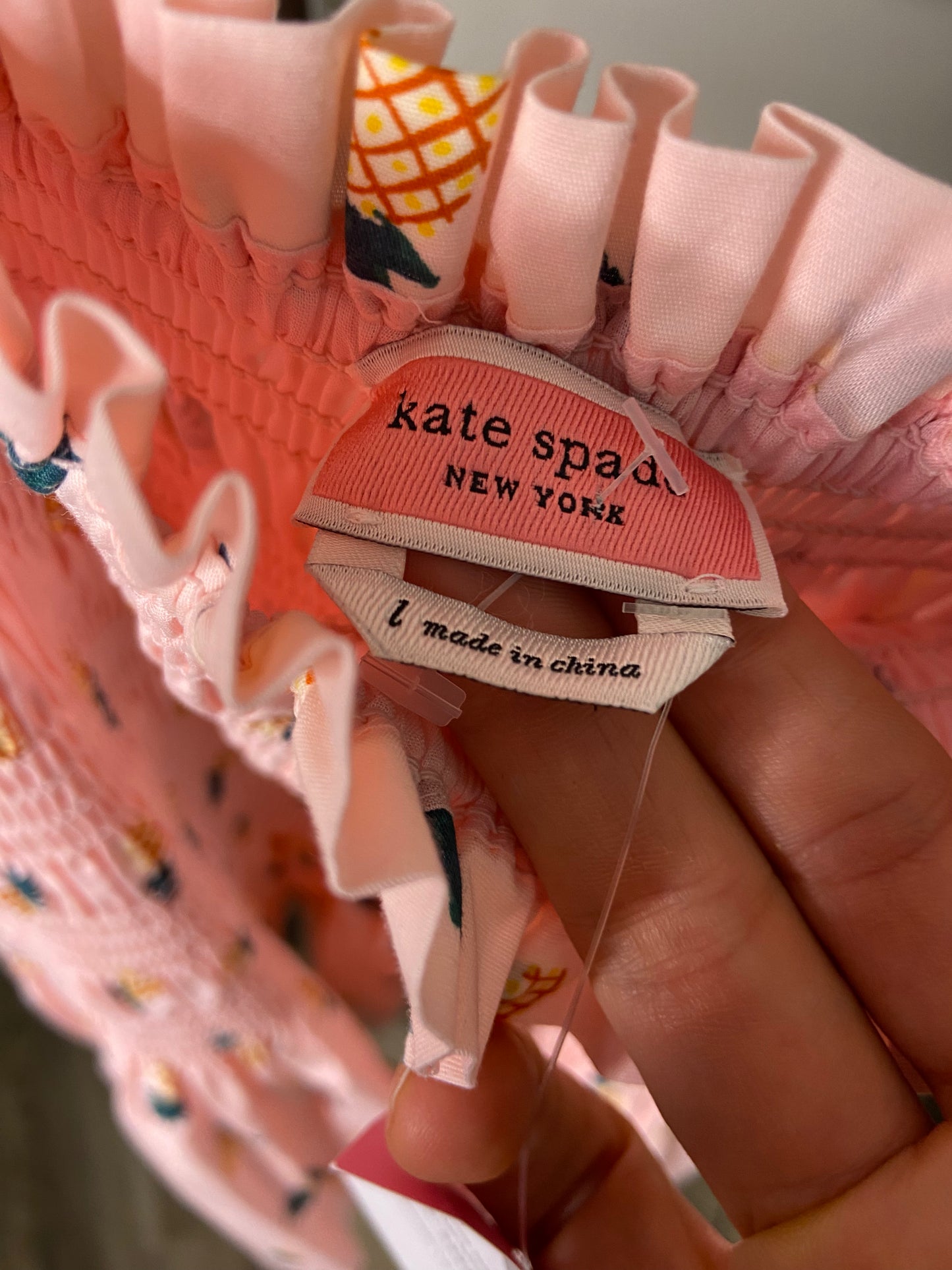 Kate Spade Pink Salt Pineapple Smock Shirt size L