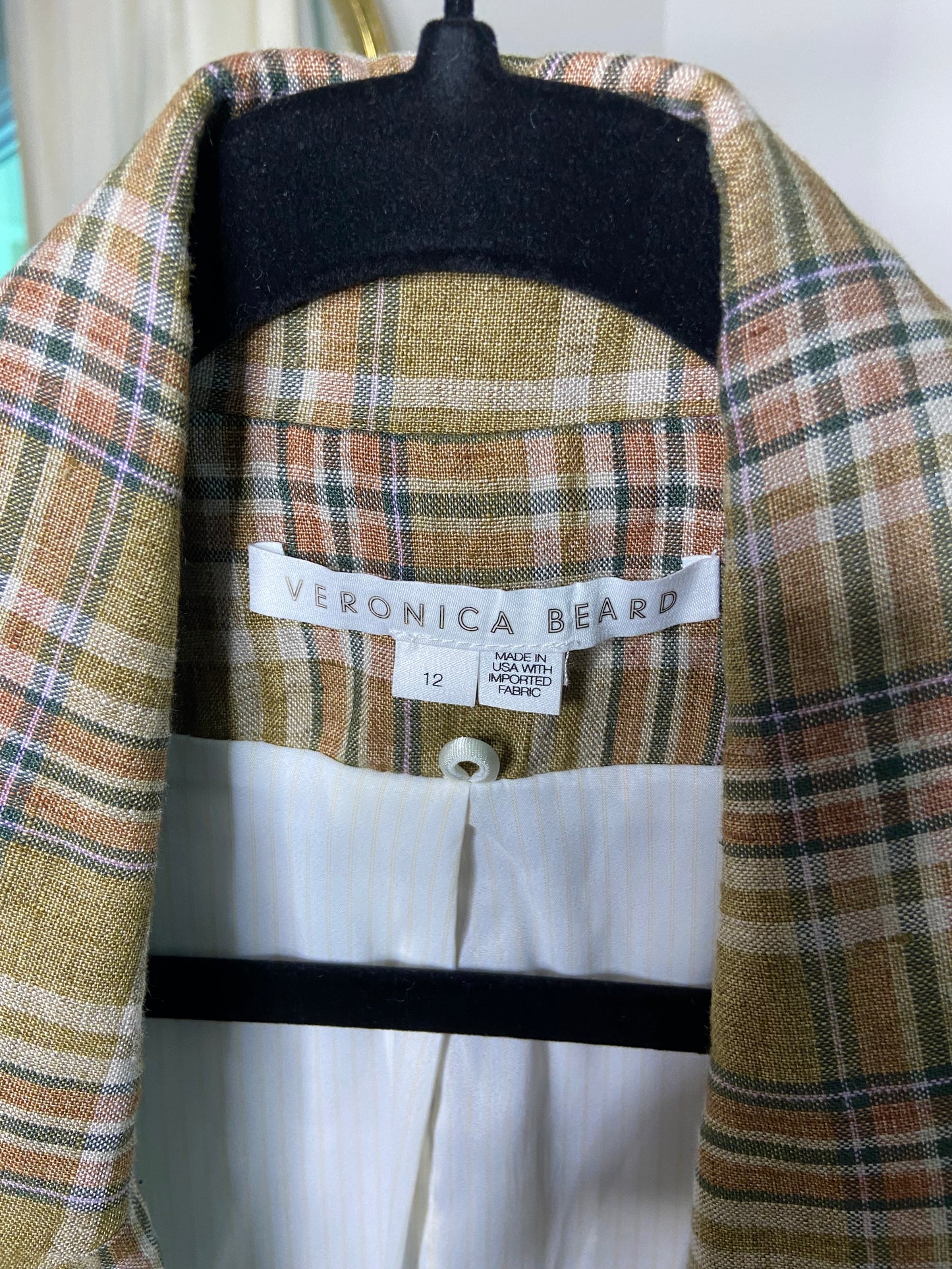 Veronica Beard Beacon Plaid Dickey Blazer Jacket size 12