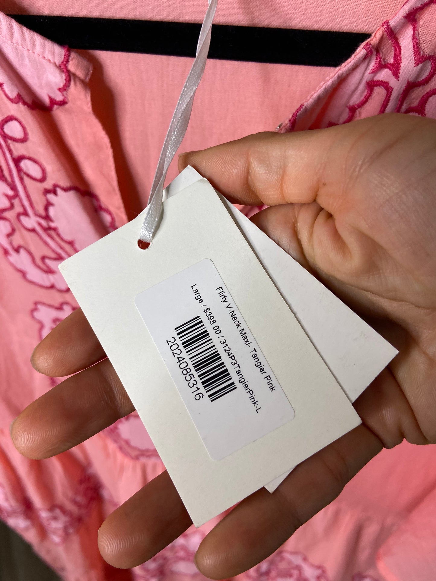 Oliphant Flirty Vneck Maxi in Tangier Pink size L