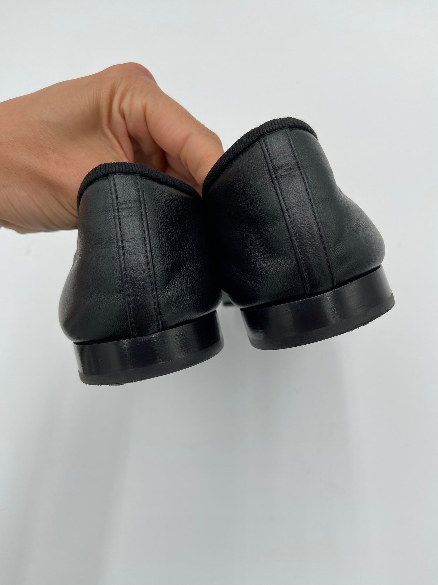 Chanel Lambskin & Patent Calfskin Black Ballet Flats size 38