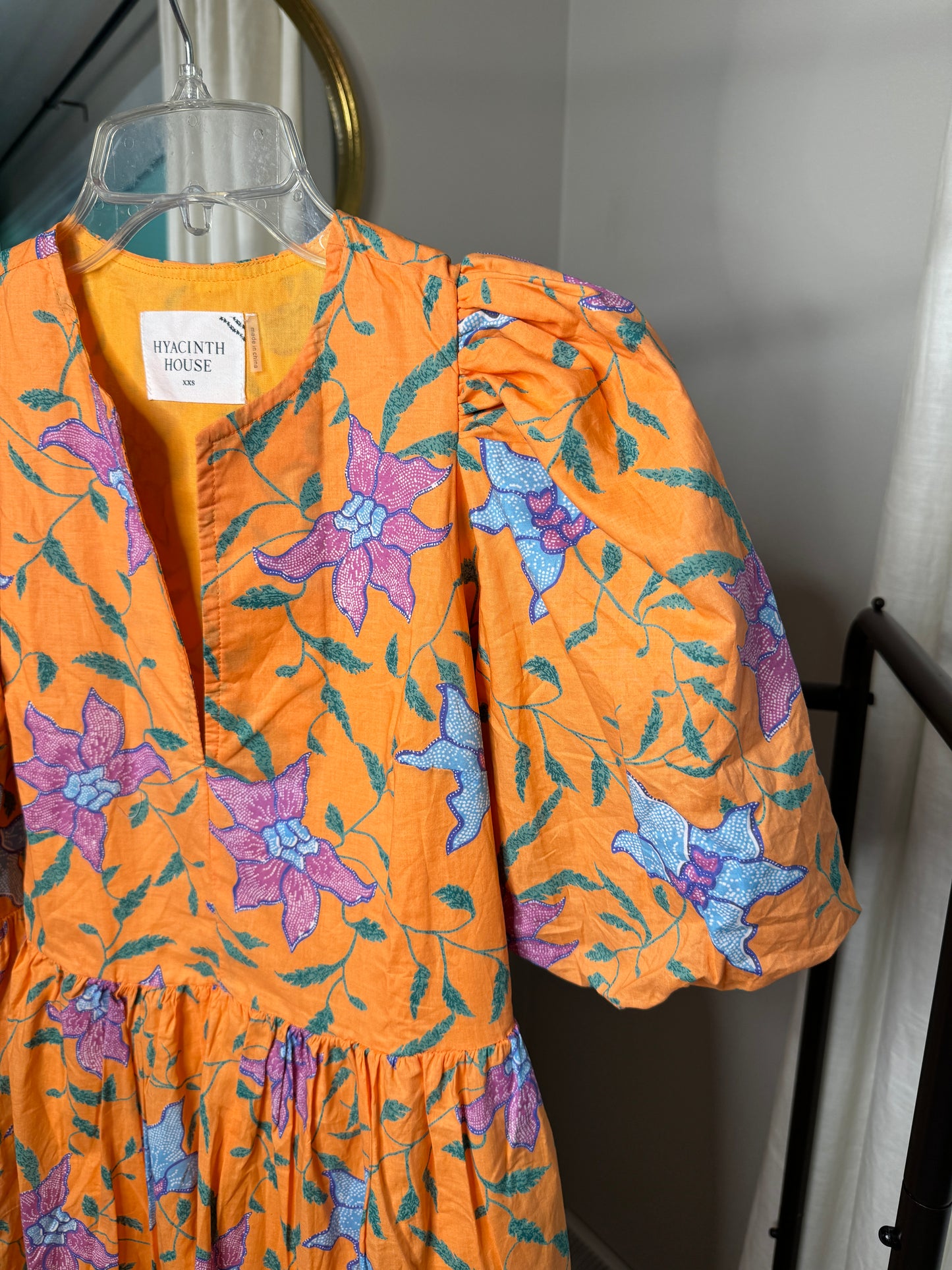 Hyacinth House Orange Multi Floral Cisco Maxi Dress size XXS