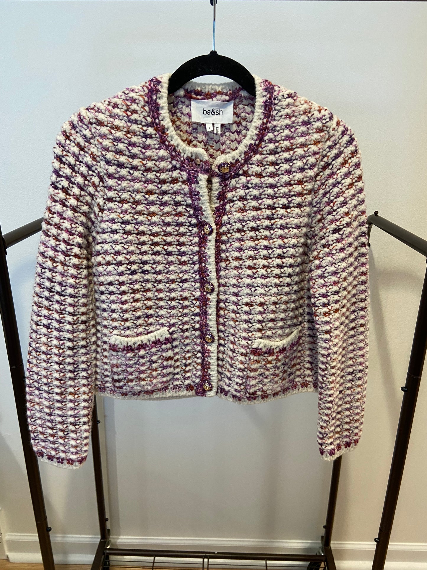 Ba&sh Short Knit Cardigan in Beloni Ecru size S