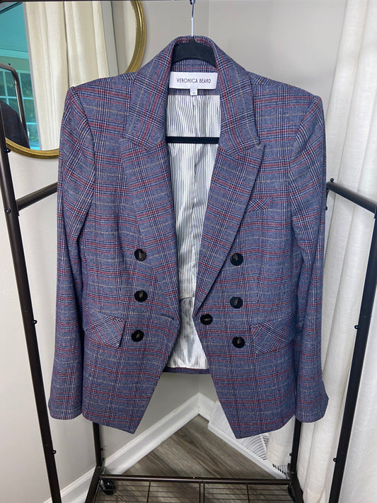 Veronica Beard Pablah Plaid Wool-Blend Dickey Jacket size 10