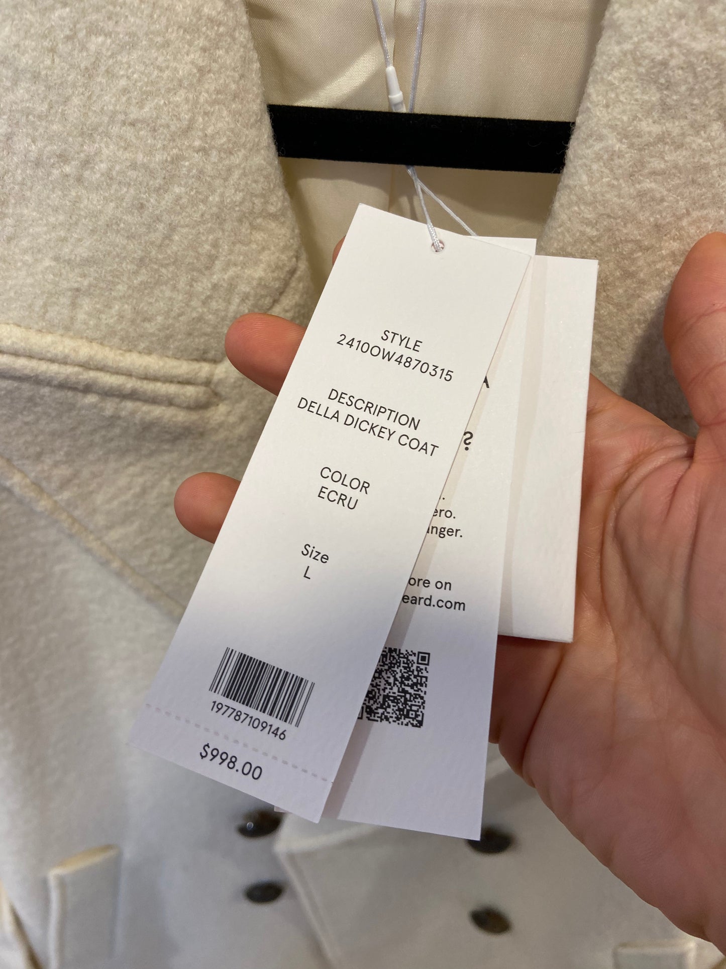 Veronica Beard Della Dickey Long Coat size L