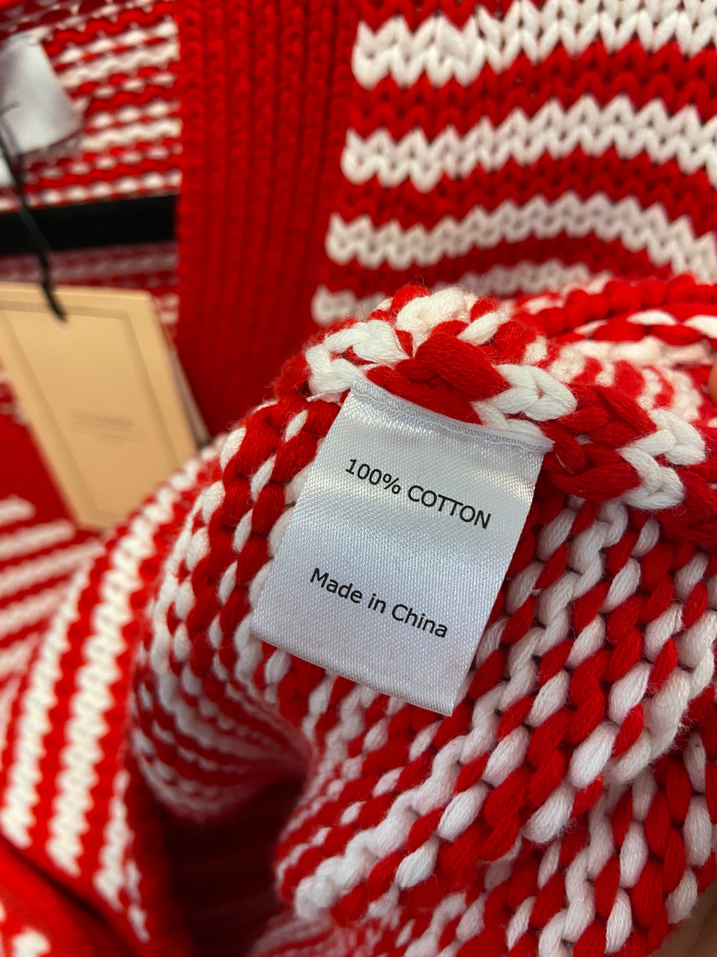 La Ligne Fine Stripe Mini Marina Cardigan - red/cream size L