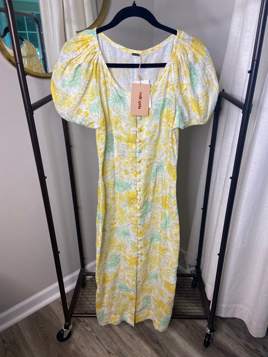 Cult Gaia Charlotte Cotton Linen Blend Dress in Lemonade Multi size S