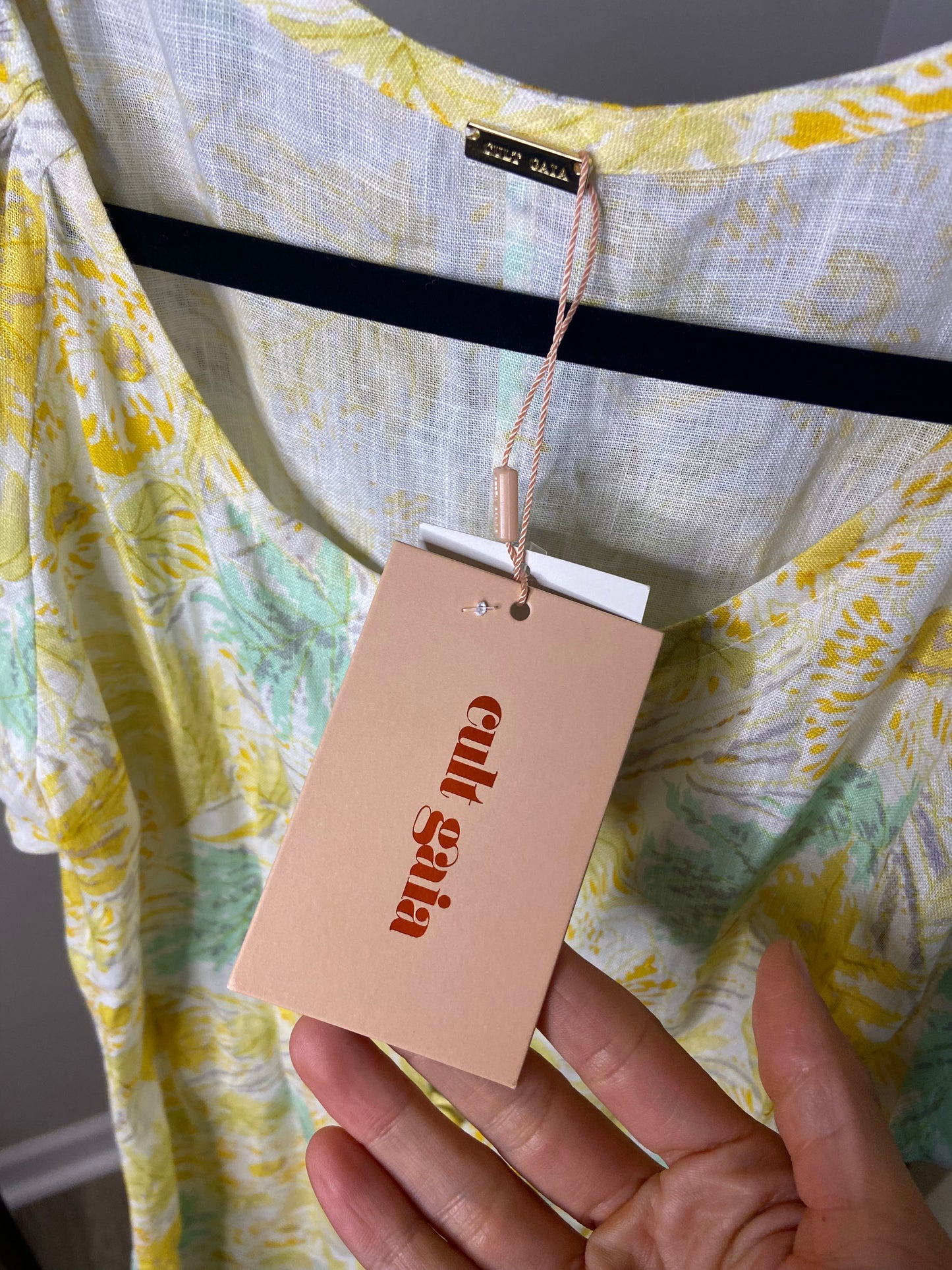Cult Gaia Charlotte Cotton Linen Blend Dress in Lemonade Multi size S