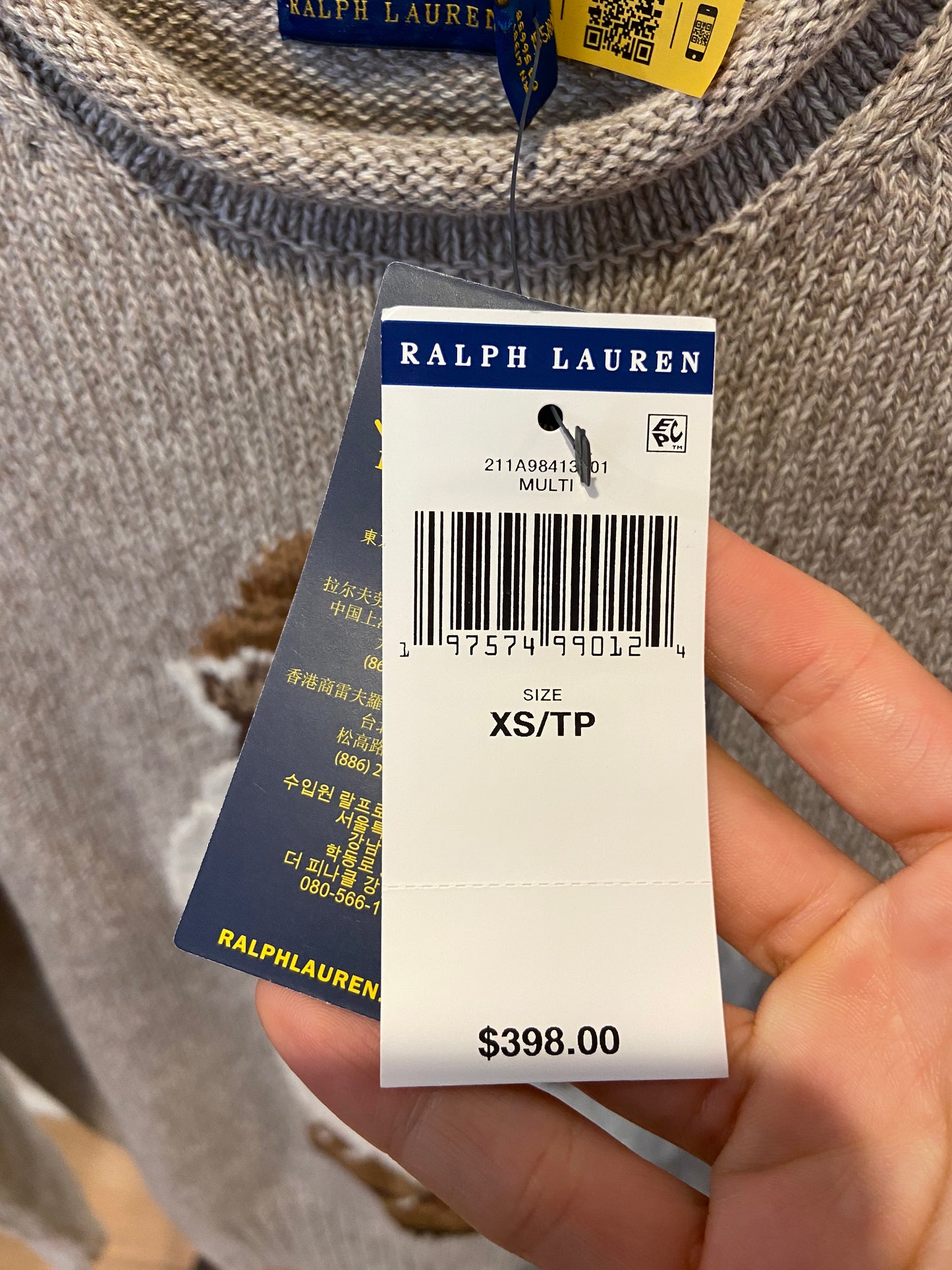 Polo Ralph Lauren Bear Sweater size XS