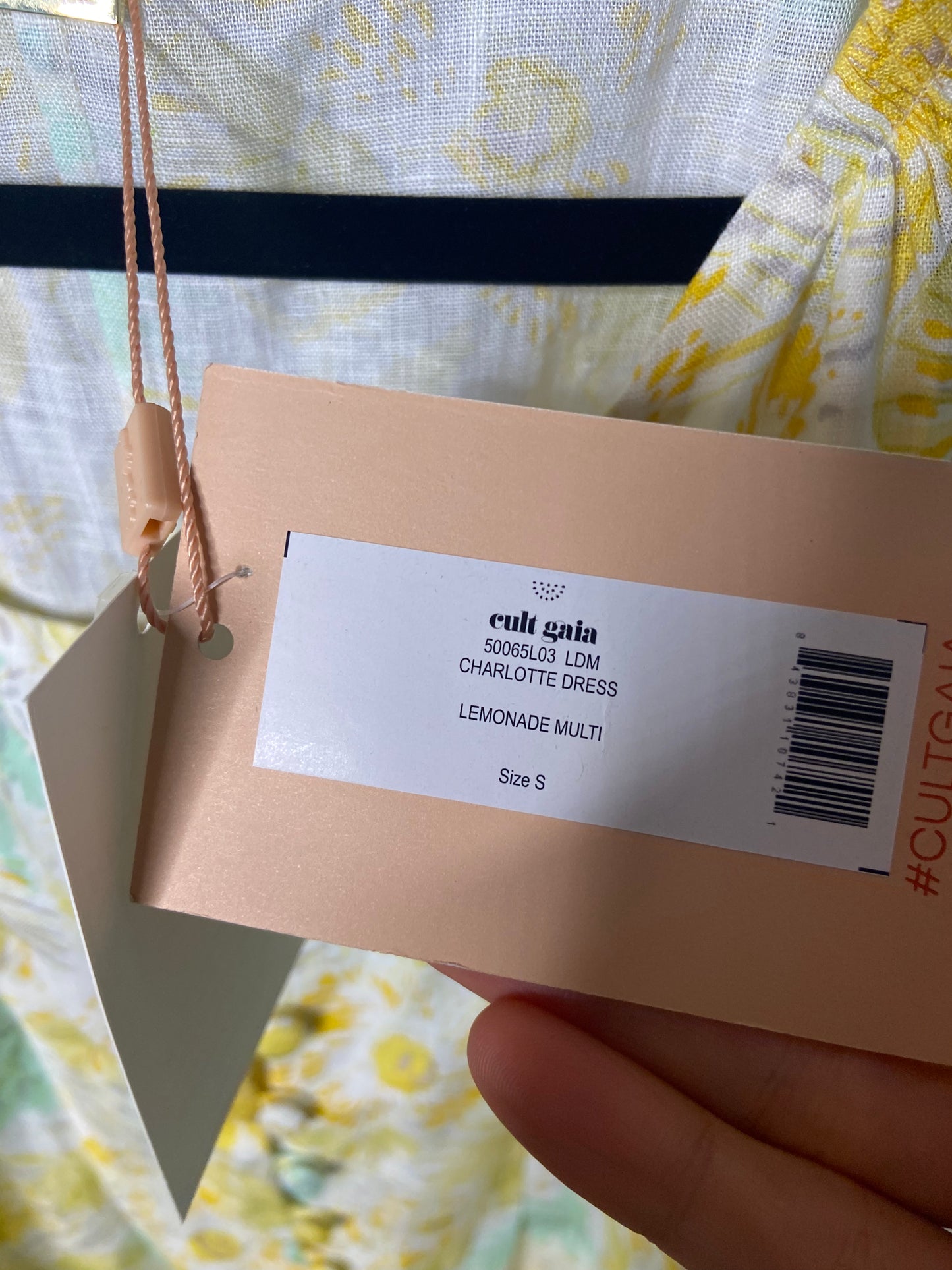 Cult Gaia Charlotte Cotton Linen Blend Dress in Lemonade Multi size S