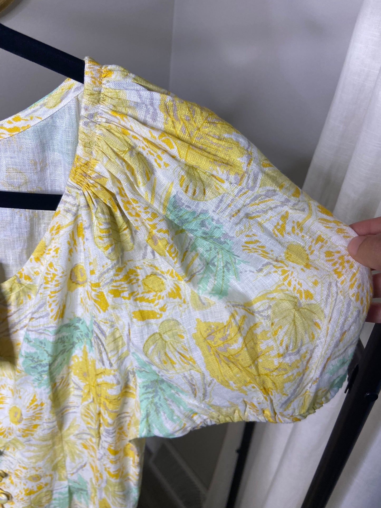 Cult Gaia Charlotte Cotton Linen Blend Dress in Lemonade Multi size S