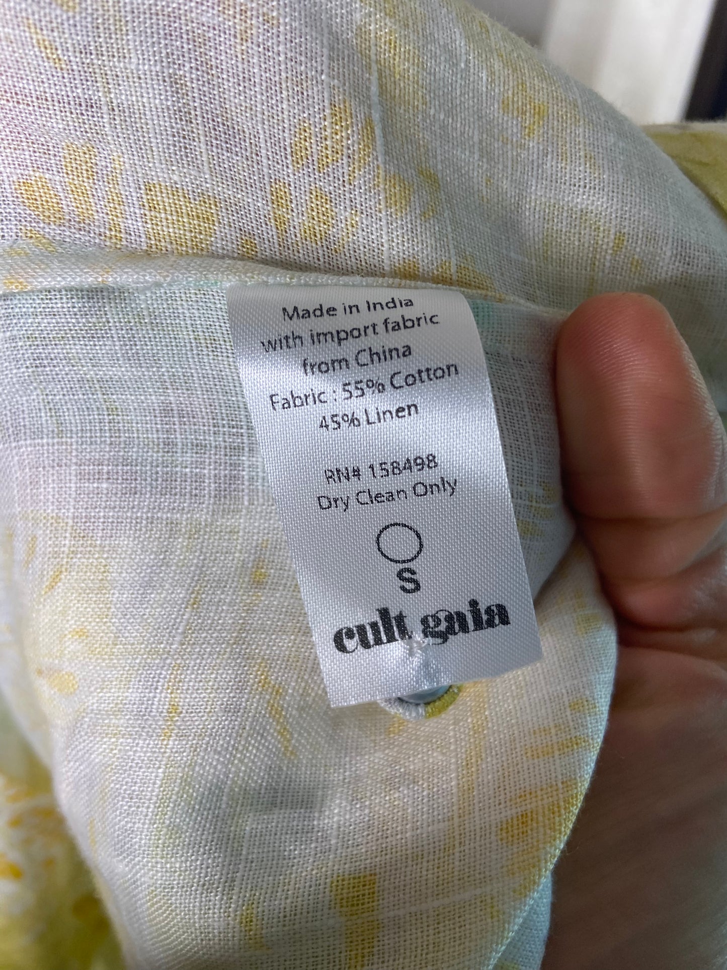 Cult Gaia Charlotte Cotton Linen Blend Dress in Lemonade Multi size S