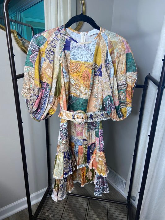 Zimmermann Anneke Ruffle Hem Mini Dress size US 4